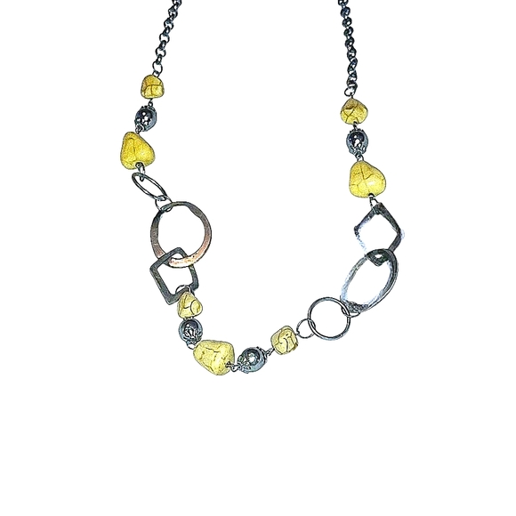 Paparazzi necklace NWT yellow and silver long - Picture 4 of 10